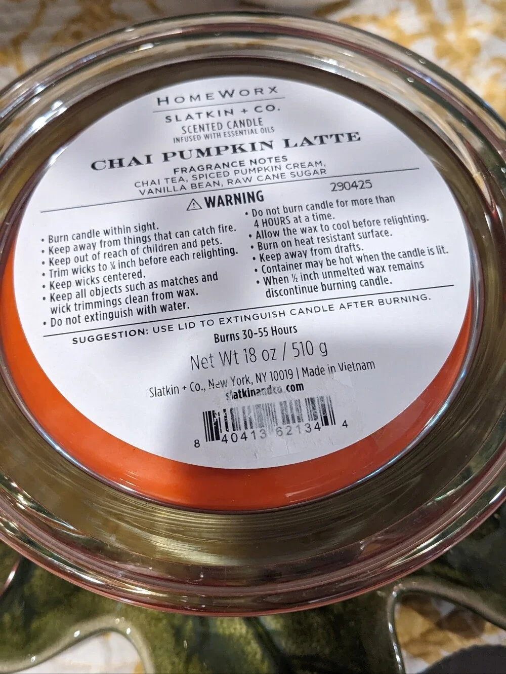HomeWorx Slatkin + Co. Chai Pumpkin Latte Candle 18 oz. 4-Wick Fall Favorite